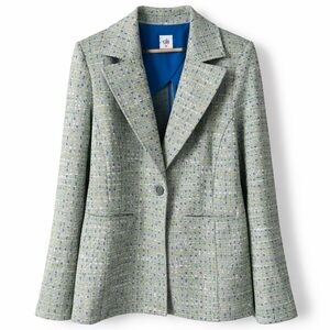 CABI Jacquard Knit Tweed Blazer Presentation Jacket Stretch Medium